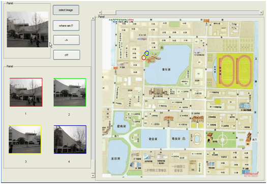 面向移动终端的地标搜索和导航系统“Where am I”(演示中地图为爱游戏
校园图)